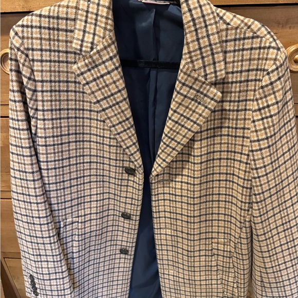 Tommy Hilfiger Tan and Blue Pea Coat - Picture 1 of 2